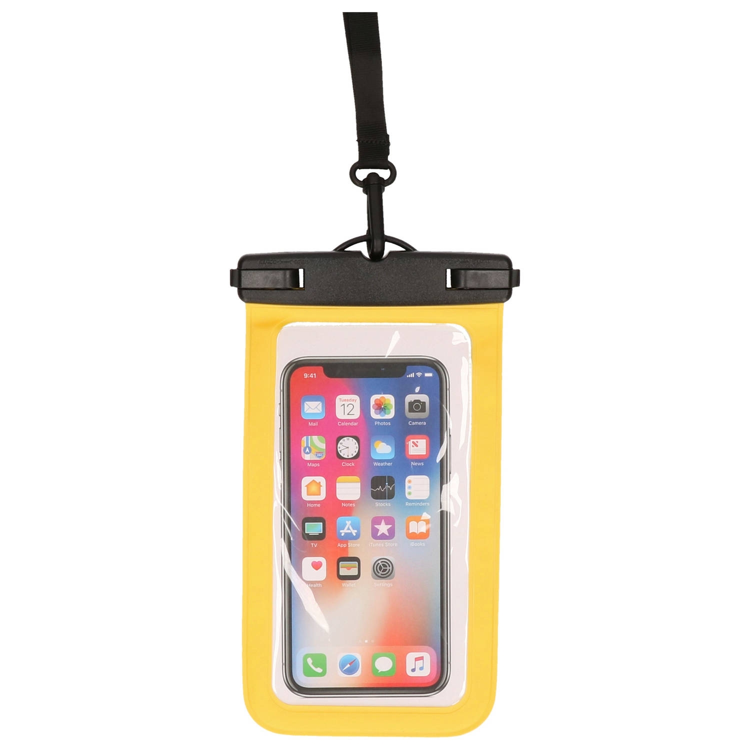 Bellatio Design waterdicht telefoonhoesje voor alle telefoons tot 6 inch geel Telefoonhoesjes