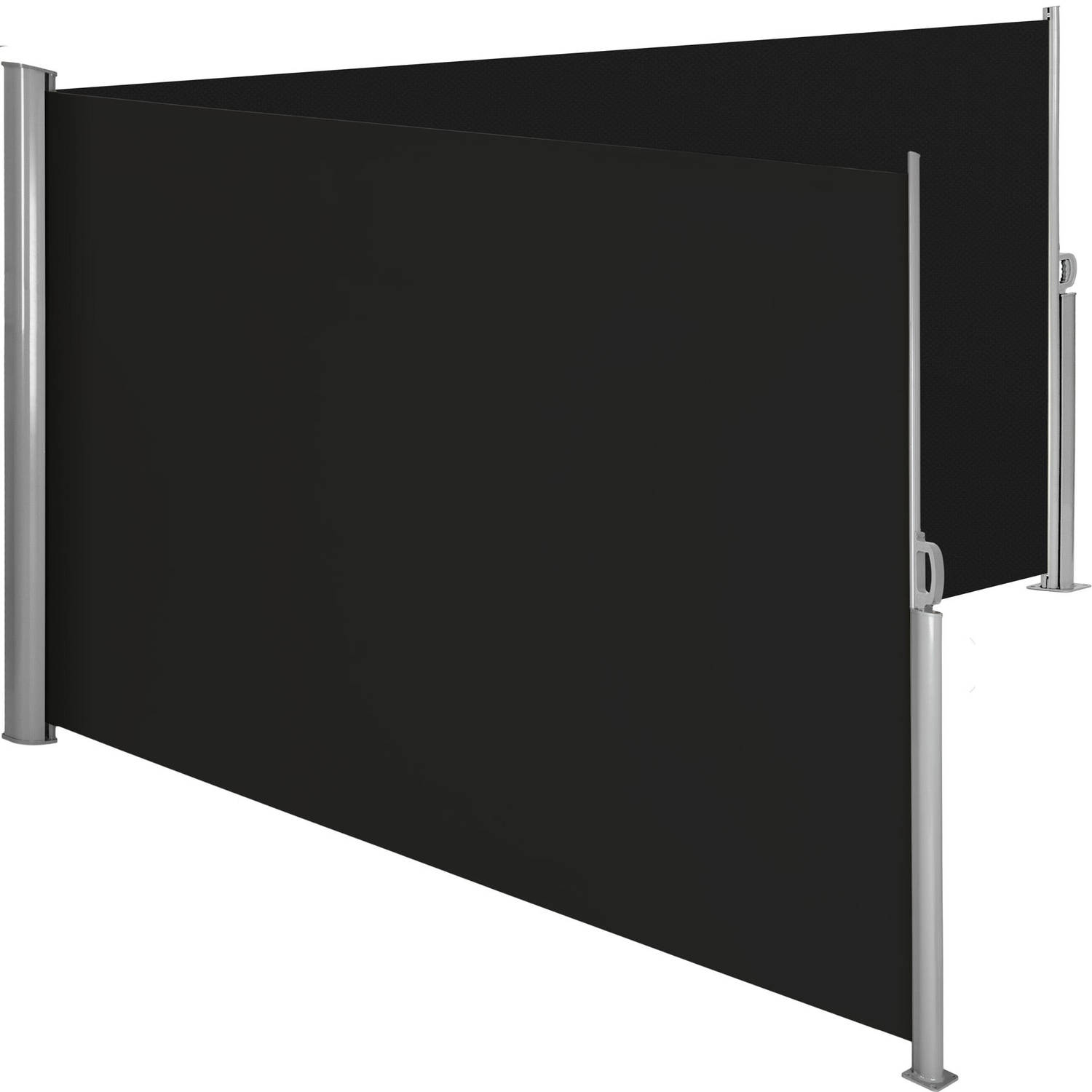 tectake® - aluminium windscherm - dubbel - 160 x 600 cm - zwart - 402332