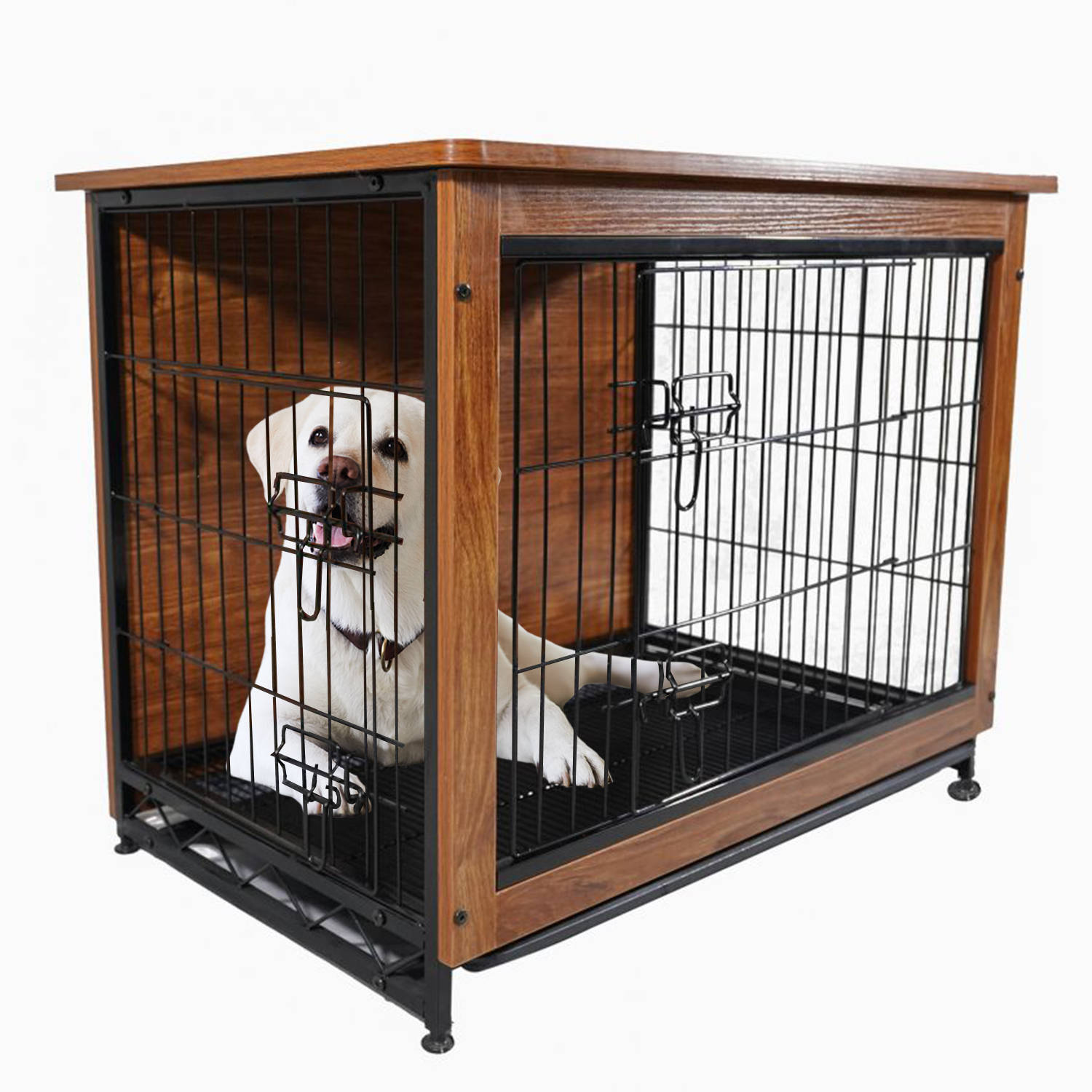 MaxxPet Hondenbox van hout 98 x 65 x 68 cm 2 deuren, hondenbank, hondenkooi voor thuis, hondenhuis B