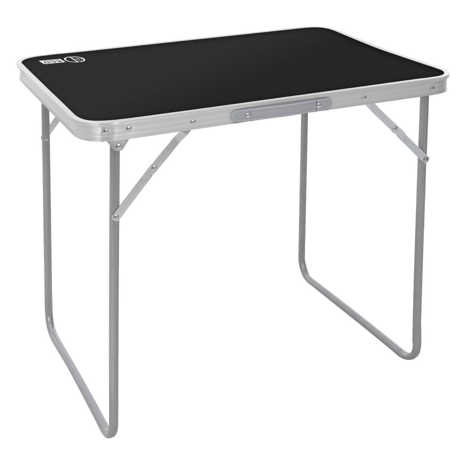 ECD Germany aluminium campingtafel klaptafel 70x50x60 cm, zwart, MDF-plaat, opvouwbaar, draagbaar, l