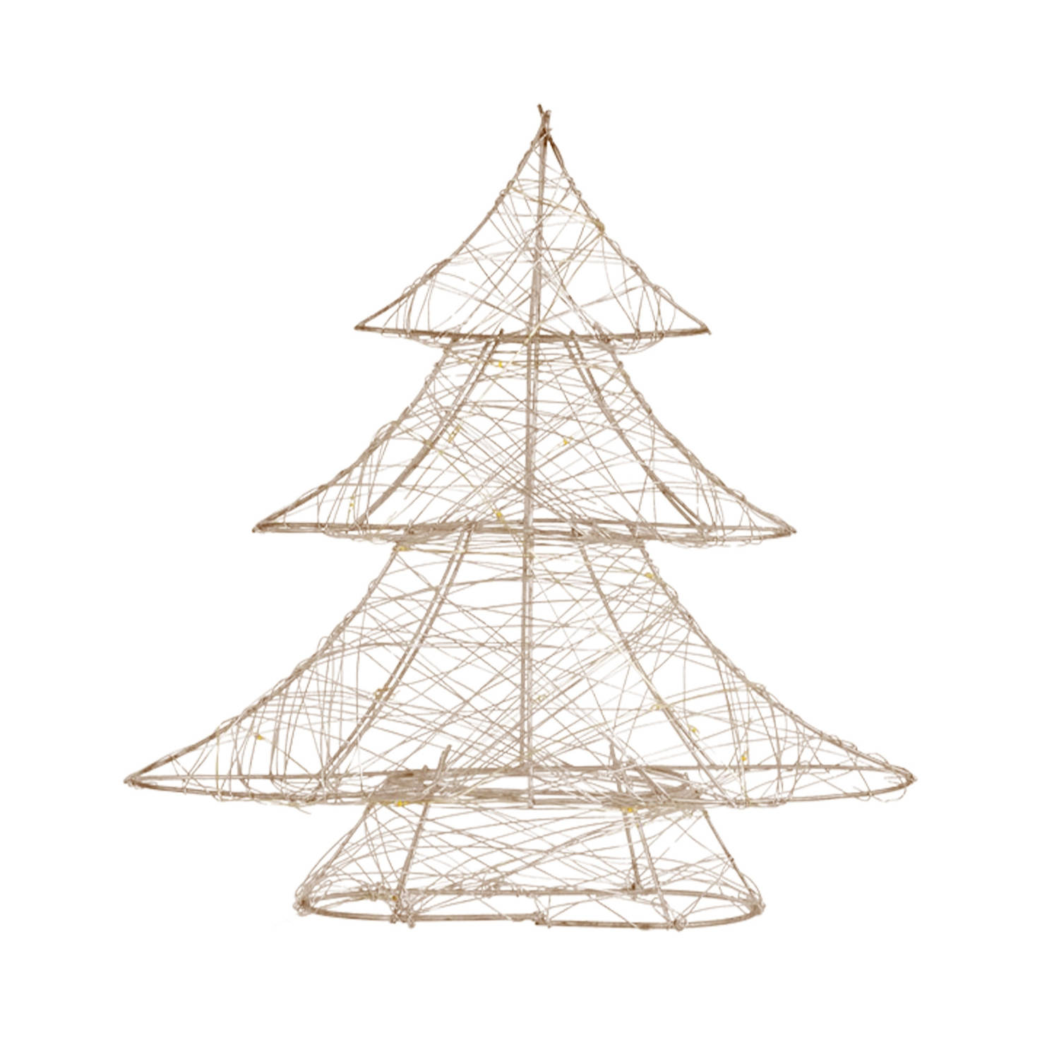 ECD Germany LED-deco kerstboom met 20 warmwitte LED's, 30 cm hoog, gemaakt van metaal, goud, kerstboom met verlichting & timer, voor binnen, op batterijen, lichtboom staande kerstd