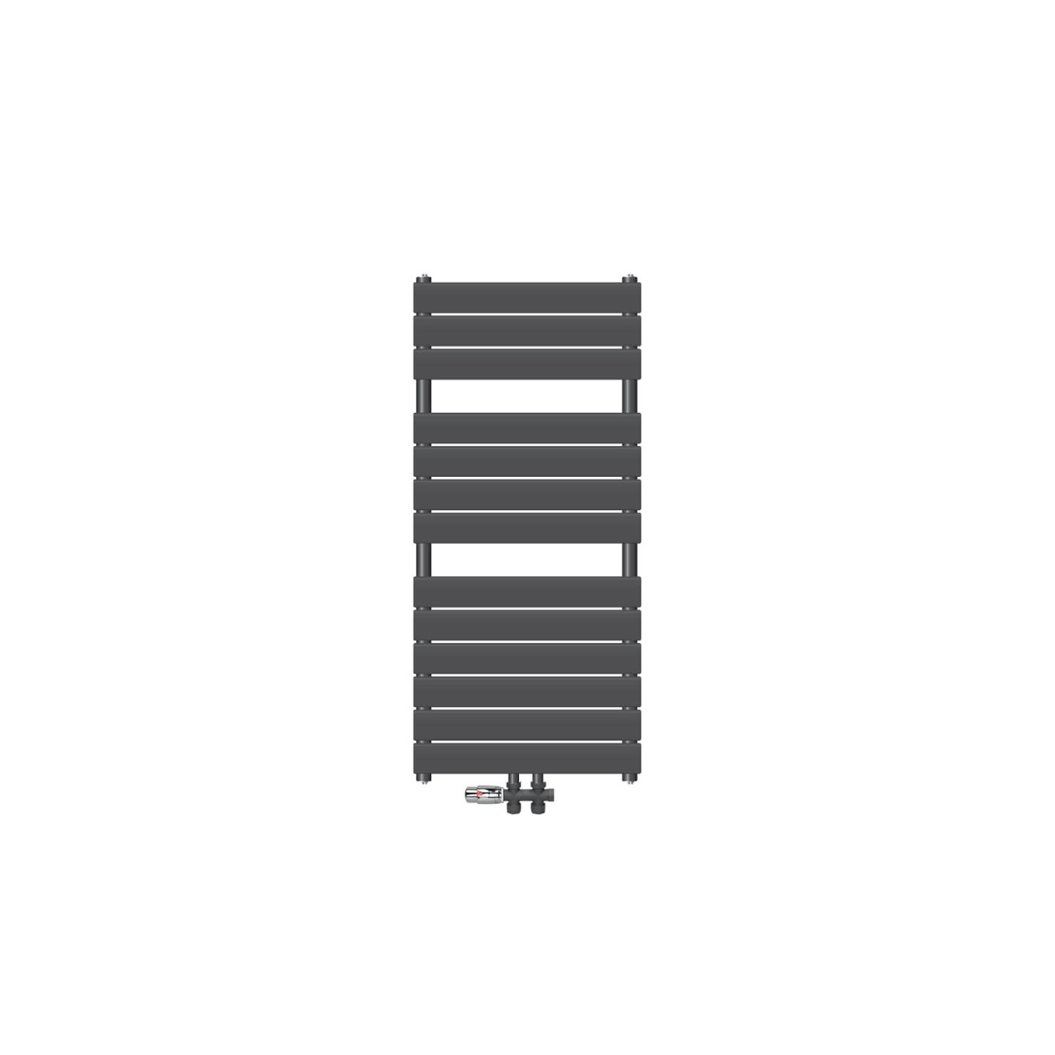 Badkamerradiator Stoomuitvoering met centrale aansluiting 500x991 mm antraciet incl. aansluitset met thermostaat