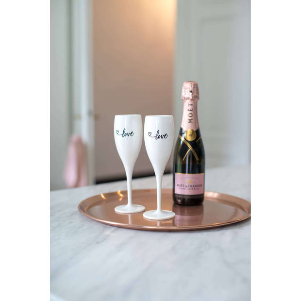 Koziol - Superglas Cheers No. 1 Champagneglas Love Edition Set van 2 Stuks - Kunststof - Wit
