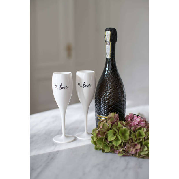 Koziol - Superglas Cheers No. 1 Champagneglas Love Edition Set van 2 Stuks - Kunststof - Wit