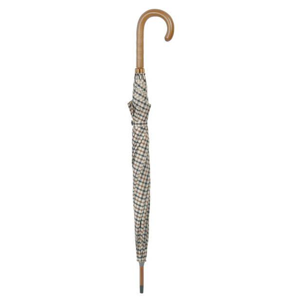 Classic Canes Paraplu - Houten handvat - 102 cm polyesterdoek – Lengte 102 cm – Crème met blokjes