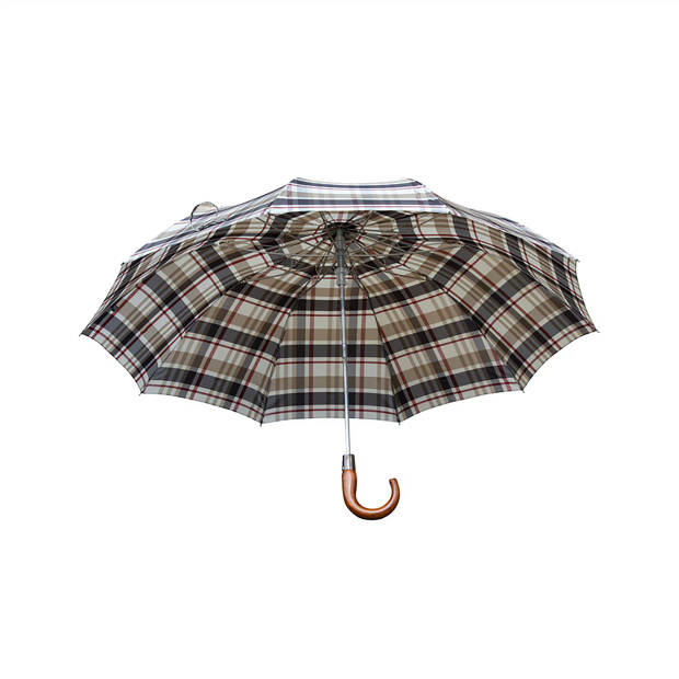 Classic Canes Opvouwbare paraplu - Houten handvat - Ruitmotief - Doorsnede polyester doek 105 cm