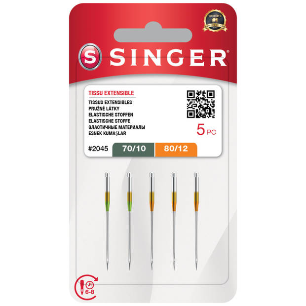 Singer Naalden stretch 2045 dikte 70-80 (5stuks)