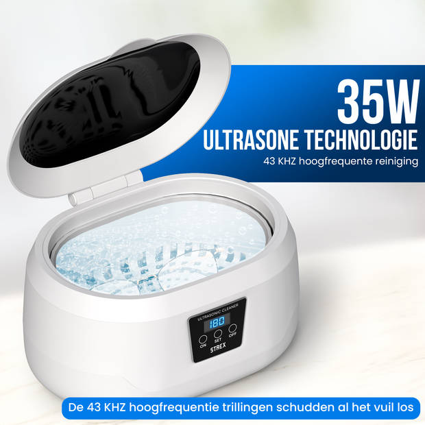 Strex Ultrasoon Reiniger 600ml - 360º - Ultrasone Reiniger - Reinigingsapparaat Voor Brillen / Sieraden / Horloge /