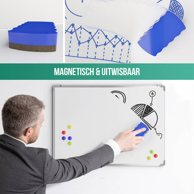 Avalo Whiteboard 60x90 cm - 14 in 1 set - Whiteboard Magnetisch inclusief Markers, Magneten & Wisser