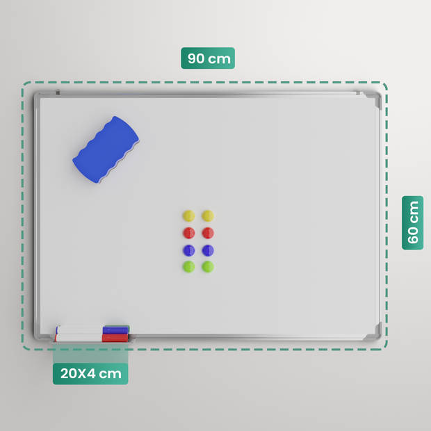 Avalo Whiteboard 60x90 cm - 14 in 1 set - Whiteboard Magnetisch inclusief Markers, Magneten & Wisser