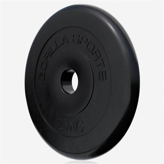 Gorilla Sports Halterschijf - 25 kg - Gietijzer - Rubber - 30 mm