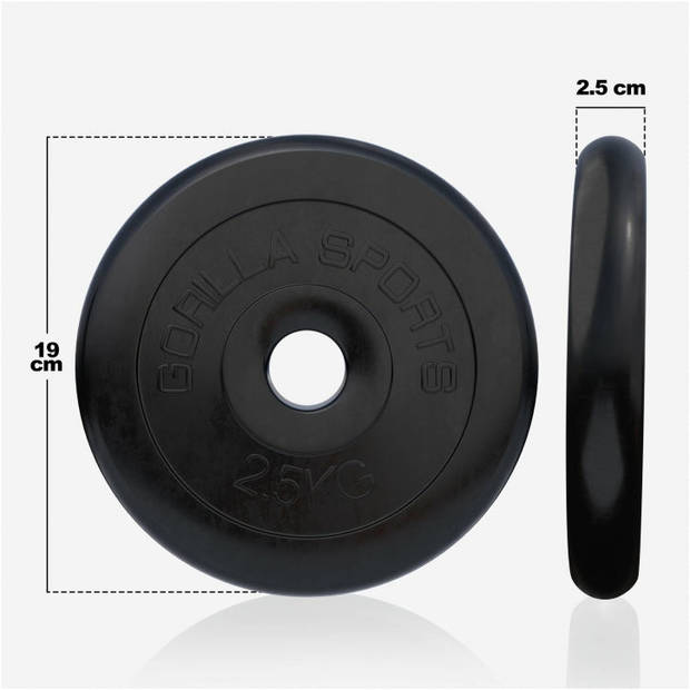 Gorilla Sports Halterschijf - 2,5 kg - Gietijzer - Rubber - 30 mm