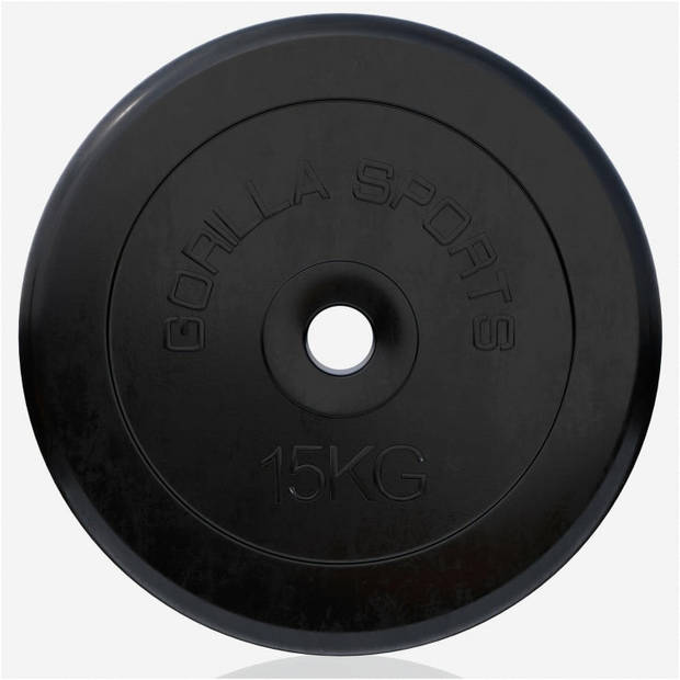 Gorilla Sports Halterschijf - 15 kg - Gietijzer - Rubber - 30 mm