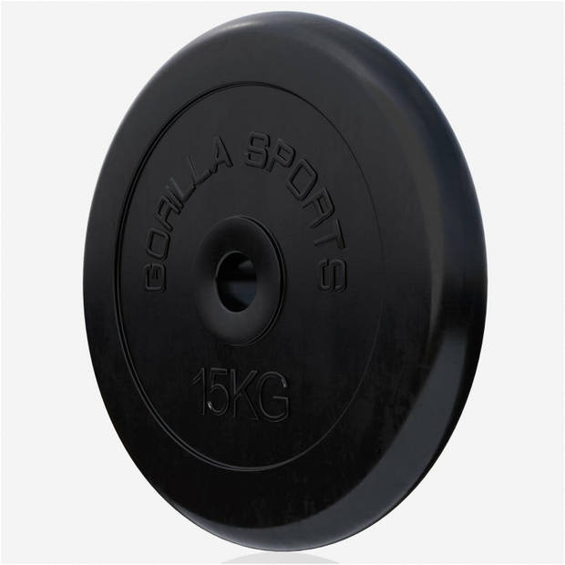 Gorilla Sports Halterschijf - 15 kg - Gietijzer - Rubber - 30 mm