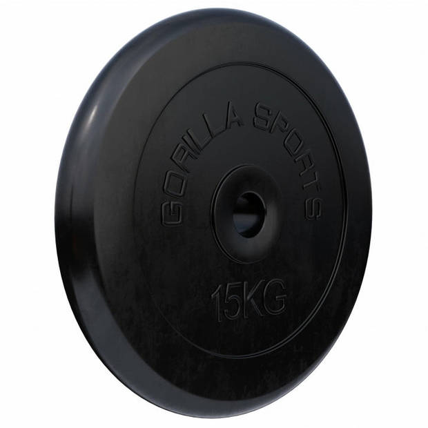 Gorilla Sports Halterschijf - 15 kg - Gietijzer - Rubber - 30 mm