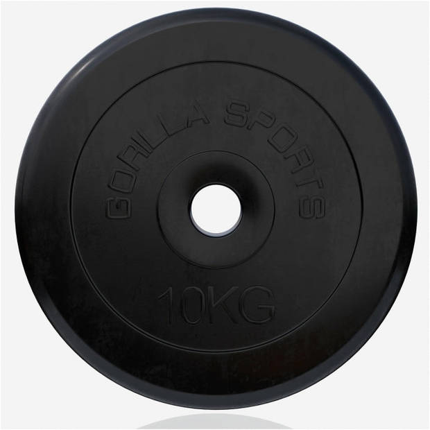 Gorilla Sports Halterschijf - Gewichtsschijf - 10 kg - Rubber - 30 mm