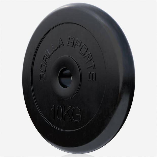 Gorilla Sports Halterschijf - Gewichtsschijf - 10 kg - Rubber - 30 mm