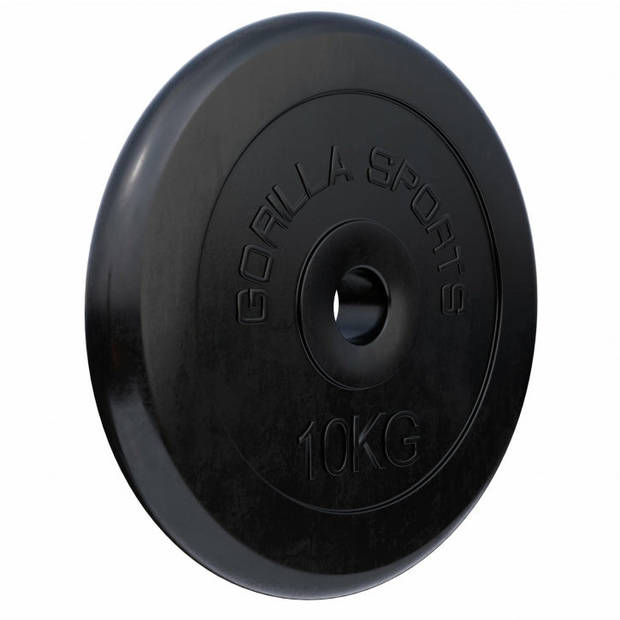 Gorilla Sports Halterschijf - Gewichtsschijf - 10 kg - Rubber - 30 mm