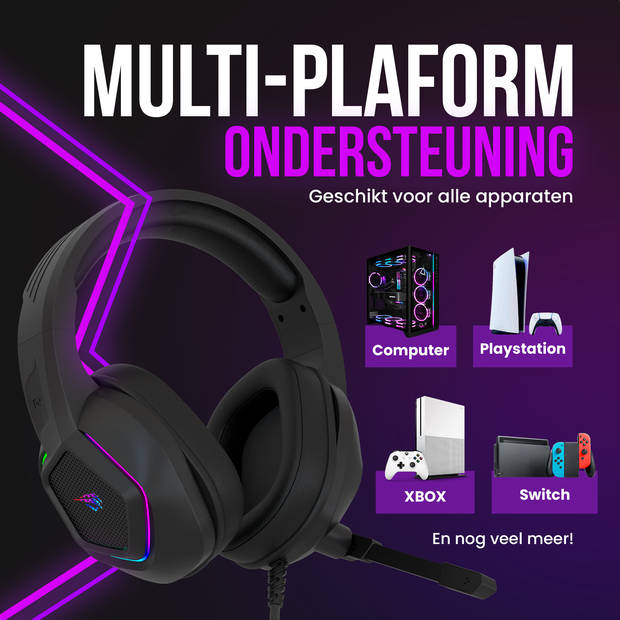 Strex Gaming Headset met Microfoon & RGB Verlichting - 7.1 Surround Sound - PC / PS4 / PS5 / XBOX / Switch