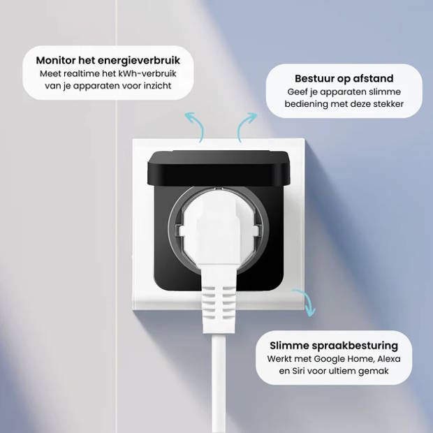 Gologi Slimme stekker buiten - Smart plug - IP44 - Tijdschakelaar & Energiemeter - WIFI - Zwart - 4 stuks