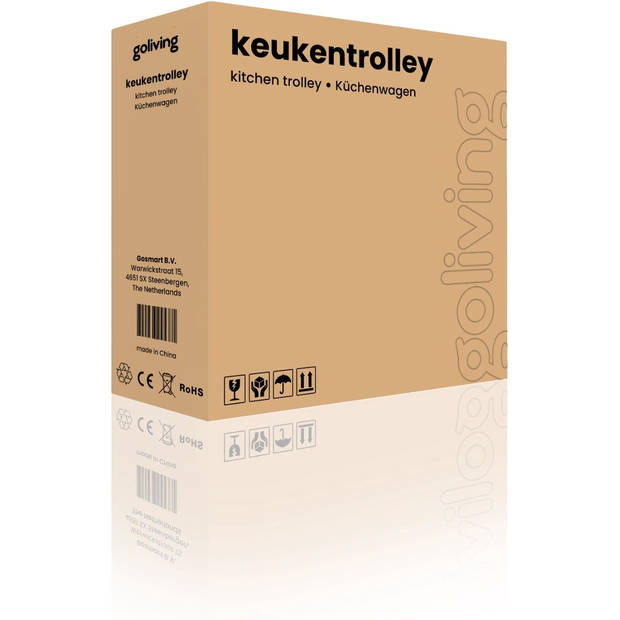 Goliving Keukentrolley - Keukenkast - Keukenrek - Serveerwagen - Keuken Organizer - Modern - 60x40x89 - Bruin