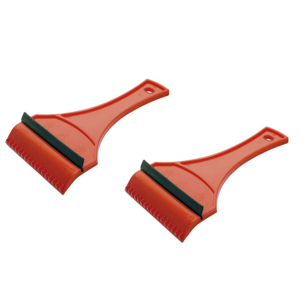 IJskrabber/raamkrabber rood kunststof met rubberen trekker 12 x 18 cm - IJskrabbers