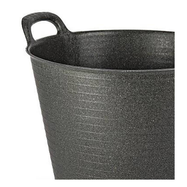 Plasticforte Flexibele emmer/kuip - zwart - 42 liter - ECO kunststof - rond - 38 x 45 cm - Wasmanden