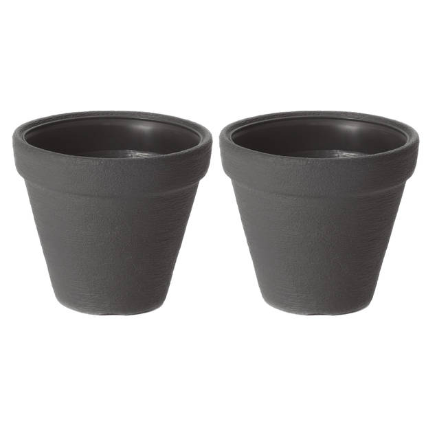 Prosperplast Plantenpot/bloempot Classic Garden - 2x - buiten/binnen - kunststof - antraciet - D35 x H36 cm - Plantenpot