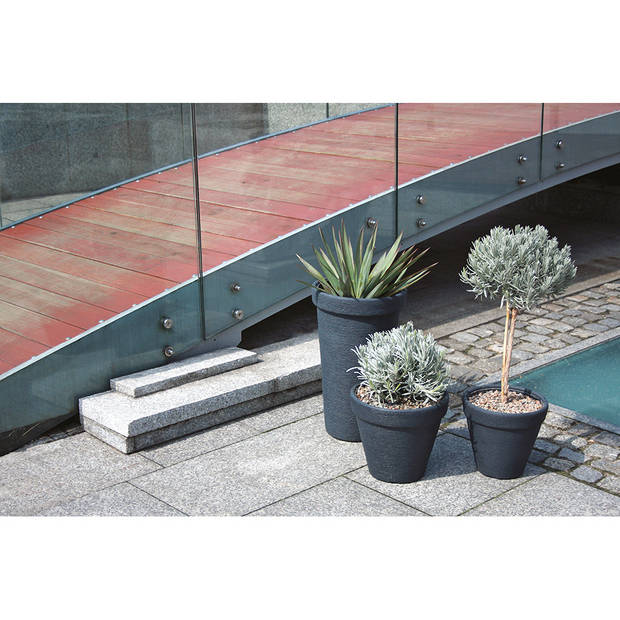 Prosperplast Plantenpot/bloempot Classic Garden - 2x - buiten/binnen - kunststof - antraciet - D30 x H31 cm - Plantenpot