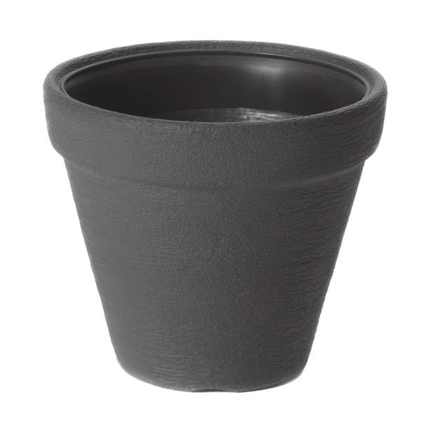 Prosperplast Plantenpot/bloempot Classic Garden - 2x - buiten/binnen - kunststof - antraciet - D25 x H26 cm - Plantenpot