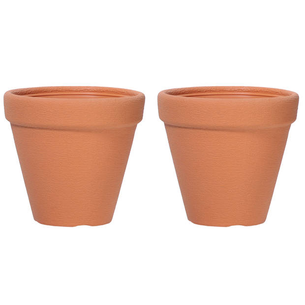 Prosperplast Plantenpot/bloempot Classic Garden - 2x - buiten/binnen - kunststof - terracotta - D35 x H36 cm - Plantenpo