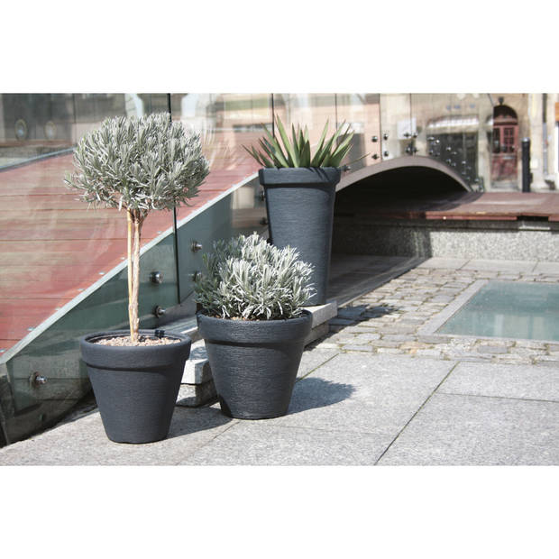 Prosperplast Plantenpot/bloempot Classic Garden - buiten/binnen - kunststof - antraciet - D35 x H36 cm - Plantenpotten