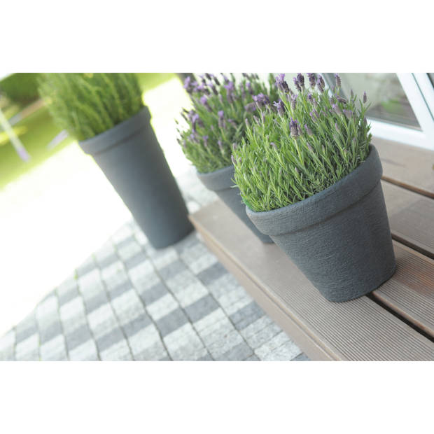 Prosperplast Plantenpot/bloempot Classic Garden - buiten/binnen - kunststof - antraciet - D25 x H26 cm - Plantenpotten