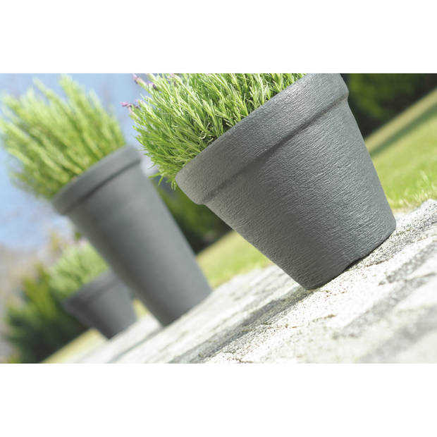 Prosperplast Plantenpot/bloempot Classic Garden - 2x - buiten/binnen - kunststof - antraciet - D40 x H41 cm - Plantenpot