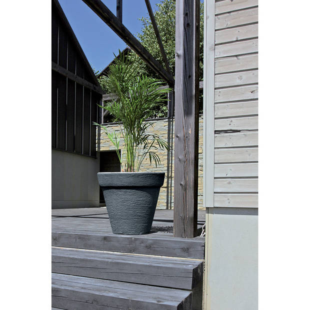 Prosperplast Plantenpot/bloempot Classic Garden - buiten/binnen - kunststof - antraciet - D25 x H26 cm - Plantenpotten