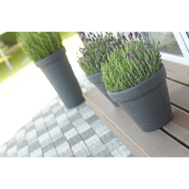 Prosperplast Plantenpot/bloempot Classic Garden - 2x - buiten/binnen - kunststof - antraciet - D45 x H46 cm - Plantenpot