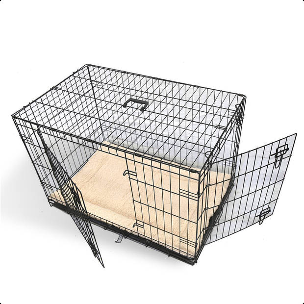 Gopets Hondenbench Opvouwbaar XL - Bench - Voor Honden - Incl. Plaid - 2 Deuren - 107 x 71 x 76 cm