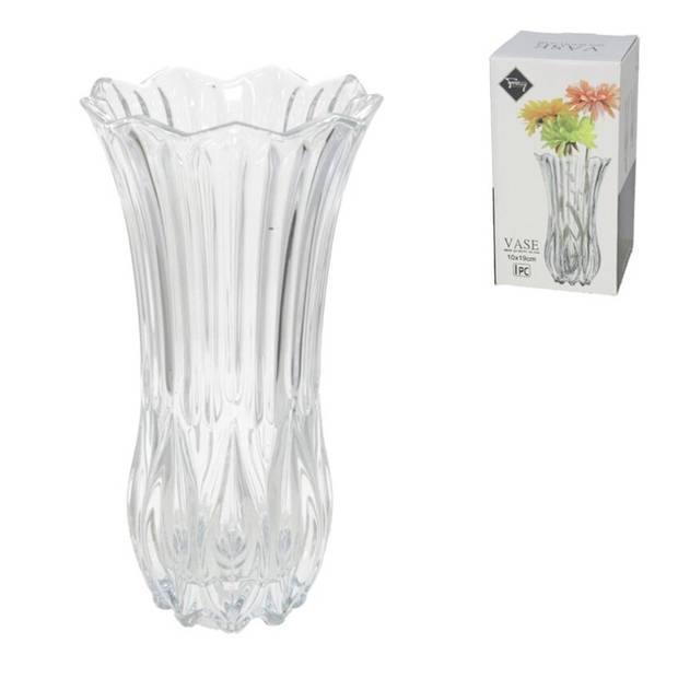 Gerimport Bloemenvaasje - voor kleine stelen/boeketten - helder glas - D10 x H19 cm - Vazen