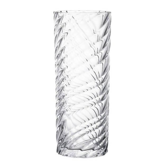 Gerimport Bloemenvaas cilinder - geribbeld glas - D10 x H25 cm - Vazen