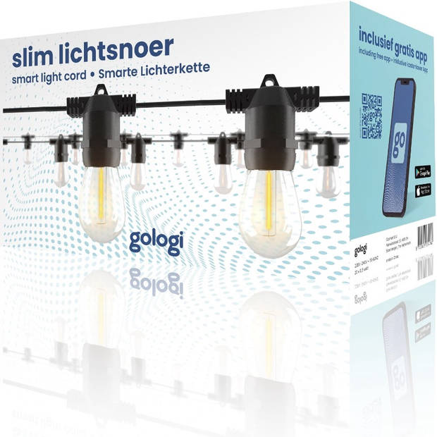 Gologi lichtsnoer buiten & binnen - Lichtslinger 5M - LED - 2700K - Smart verlichting - Koppelbaar tot 20M