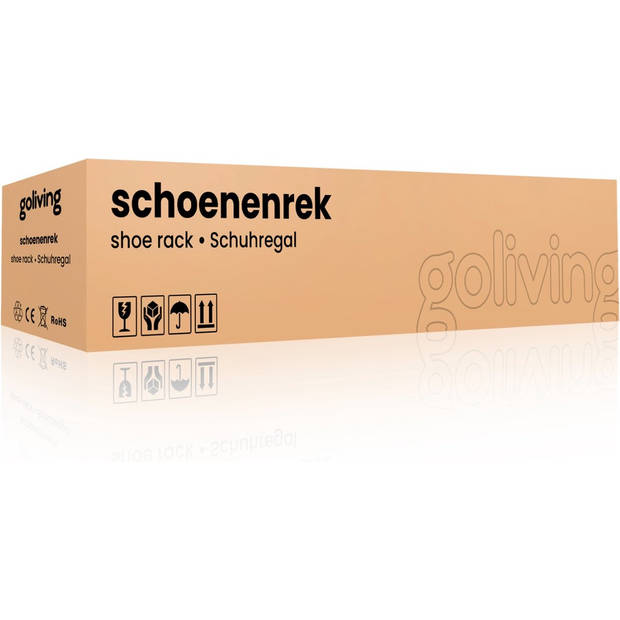 Goliving Schoenenrek - Schoenenbank - Halbank - Industrieel - 80x30x45 - Metaal - Bruin Hout