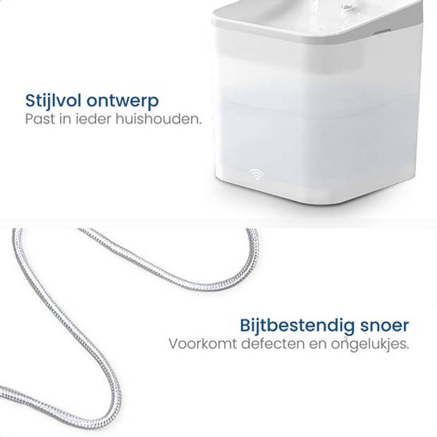 Gologi drinkfontein kat/hond - Slimme waterfontein met app - Met sensor - Smart & UV Sterilisatie - 2,2L - Wit