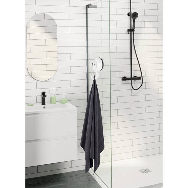 4x stuks Benson sterke zuignap badkamer/keuken ophang haken - kunststof - Draagkracht 6 KG - Handdoekhaakjes
