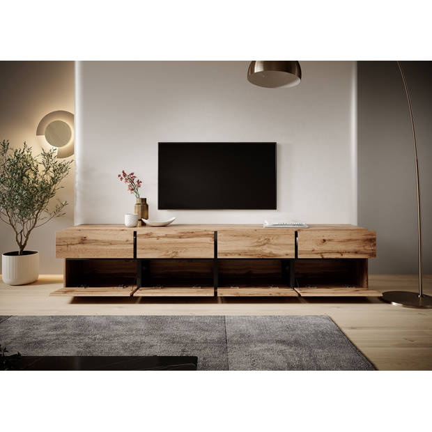 Meubella TV-Meubel Cainan - Eiken - Zwart - 225 cm