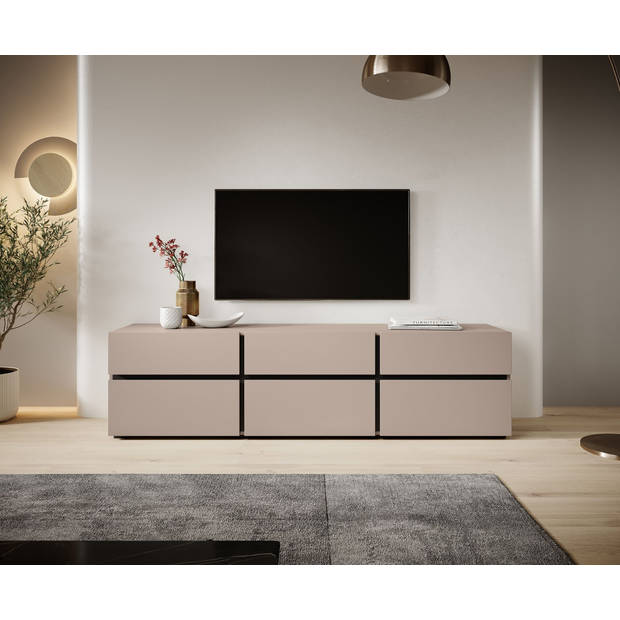 Meubella TV-Meubel Cainan - Beige - Zwart - 180 cm