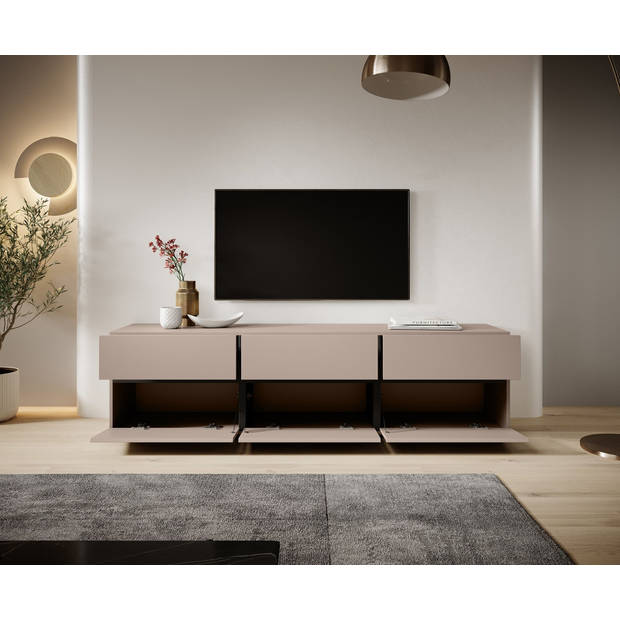 Meubella TV-Meubel Cainan - Beige - Zwart - 180 cm