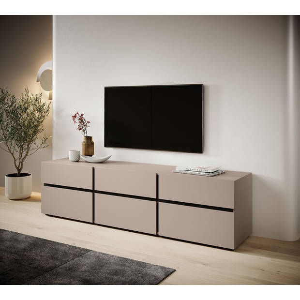 Meubella TV-Meubel Cainan - Beige - Zwart - 180 cm