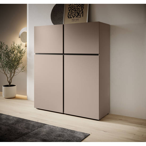 Meubella Dressoir Cainan - Beige - 119 cm - Hoog