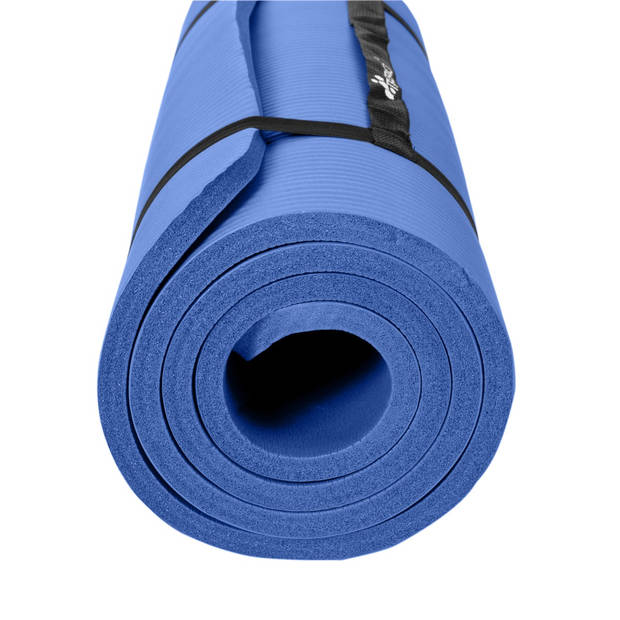 Yoga mat donkerblauw 1 cm dik, fitnessmat, pilates, aerobics