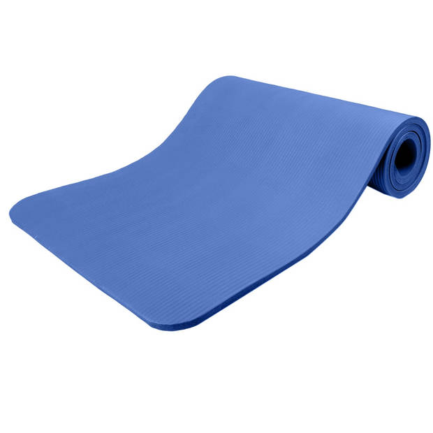 Yoga mat donkerblauw 1 cm dik, fitnessmat, pilates, aerobics
